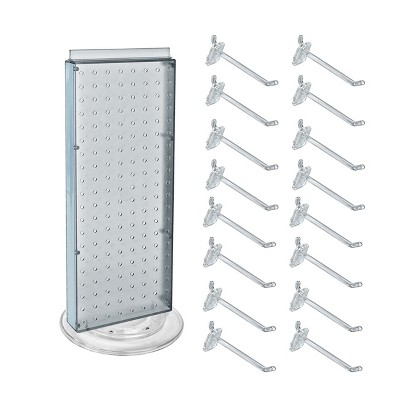 Black Rectangular Pegboard Counter Display with Revolving Base and Hooks