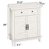 Set of 2 Rustic Storage Cabinet Adjustable 3-Tier, Farmhouse Entryway Organizer with Slatted Doors, Kitchen Storage Cabinet with Large Drawer - 2 of 4