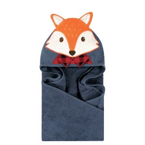 Little Treasure Baby Boy Cotton Animal Face Hooded Towel, Lumberjack Fox, One Size - 1 of 1
