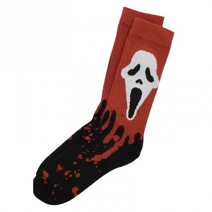 Mens Scream Ghostface Red and Black Crew Socks - 1 of 4