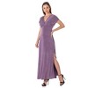 24seven Comfort Apparel Womens Flutter Sleeve Metallic Knit Maxi Dress Front Slit Empire Waist - 2 of 4