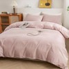 King Size Duvet Cover Set, 100 Washed Cotton, 3 Pieces with Zipper, No Comforter, Greyish Pink - 4 of 4