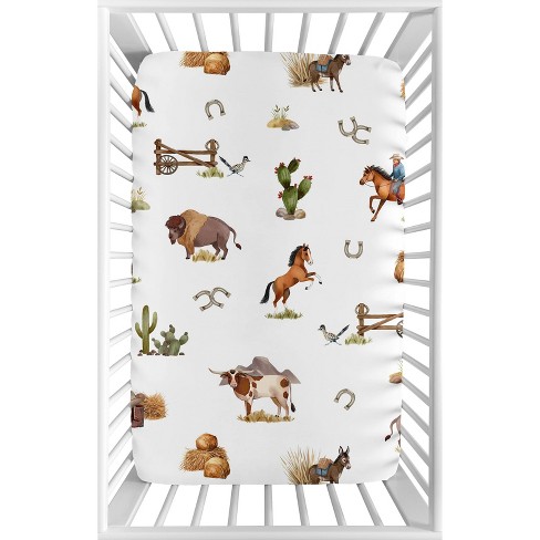 Sweet Jojo Designs Boy Baby Fitted Mini Crib Sheet Country Western Taupe Brown and Cream - image 1 of 4