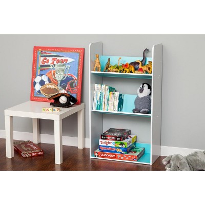 Skyler Blue and White Kids 3-Tier Angled Bookshelf