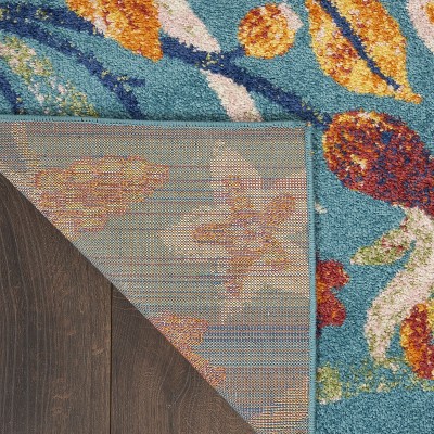 Allur Turquoise Multicolor Floral Synthetic 5' x 7' Area Rug