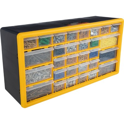Yellow and Black 30-Drawer Plastic Small Parts Organizer