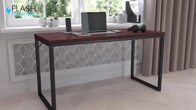 Maple and White Adjustable Height Desk with Keyboard Tray