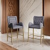 28.75inch Counter Height Bar Stools Set of 2, Bar Height Arm Chairs, Velvet Fabric Stools with Golden Legs and Footrests - Leovsnove - 2 of 4