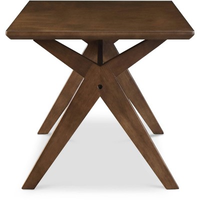 Lukas Rectangular Walnut Brown Wood Coffee Table with Cross-Stretcher Base