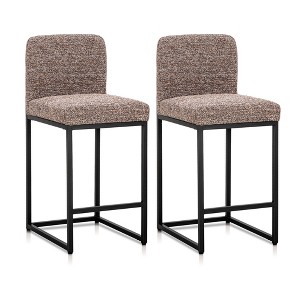 Captiva Designs 24 inch Height Bar Stool with Padded Seat and Back & Sturdy Steel Frame & Footrest - 1 of 4