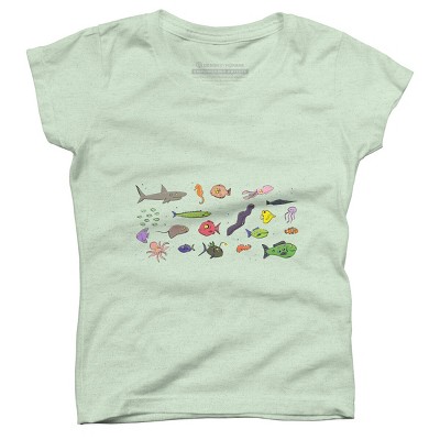 Girl's Design By Humans Funny sea creatures cartoon illustration By thefrogfactory T-Shirt