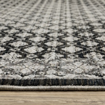 Black and Grey Polyester Persian Runner Rug 2'3" x 7'6"