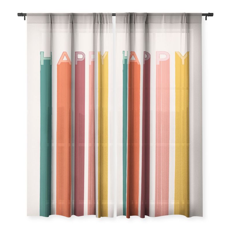 Showmemars Happy Letters in Retro Colors Single Panel Sheer Window Curtain - Society 6, 3 of 7