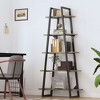5 Tier Ladder Shelf, 72'' Tall Bookshelf with Steel Frame & Adjustable Shelves, Industrial Storage Rack for Living Room, Classroom, Library, School - 3 of 4