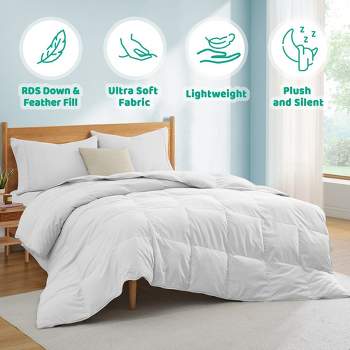 Peace Nest Goose Feather And Down White Pillow Inserts, 100% Cotton Fabric  Cover Bed Pillows, Set Of 2 Standard Size : Target