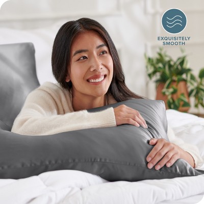 Gray Satin Zippered Body Pillowcase for Hair and Skin
