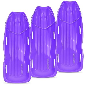 Slippery Racer Downhill Xtreme Flexible Adults and Kids Plastic Toboggan Snow Sled for 2 Riders with Pull Rope (3 Pack) - 1 of 4