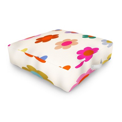 Daily Regina Designs Retro Floral Colorful Print Outdoor Floor Cushion - Deny Designs