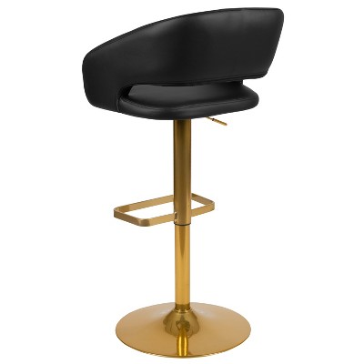 Erik 42'' Black Vinyl and Gold Modern Adjustable Barstool