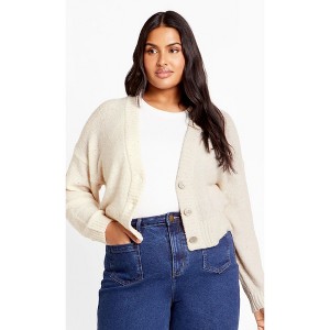 Women's Plus Size Miranda Cardigan - champagne | CITY CHIC - 1 of 4