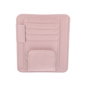 Unique Bargains PU Leather Car Sun Visor Organizer Glasses Holder Card Holder Auto Accessories Pocket Organizer 4.92"x5.91" - 1 of 4