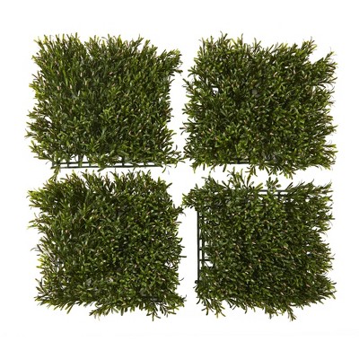 Set of 4 Rosemary Artificial Wall Mat - Nearly Natural: Mid-Century Modern Faux Foliage, Indoor/Outdoor Decor