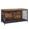 VECELO 53.1" Dog Crate, Indoor Dog Kennel Indoor with Cushion, Wooden Decorative Pet House for Large/Medium Dogs, Brown - 2 of 4