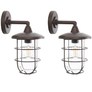 Liese 6.5" Outdoor Wall Sconce (Set of 2) - PLT7000 - Bronze - Safavieh - 1 of 4