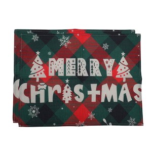 Unique Bargains Christmas Place Mats Linen Red Green 13"x17.7" 2 Pcs - 1 of 4