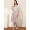 Allegra K Women's Floral Print Smocked Elastic Waist Midi Flowy Tiered Ruffle Skirt - 3 of 4