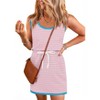 Imily Bela Women's Summer Dress, Striped Drawstring Waist, Casual Sleeveless Mini Dress with Pockets - 3 of 4