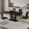NicBex 5 PCS/7 PCS Black Marble Pattern MDF Dining Table Set,4/6 PU Chairs with C-Tube Gold Metal Legs for Dining Meeting Room - 2 of 4