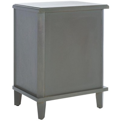 Transitional Ash Grey Elm Wood End Table with 3 Drawers