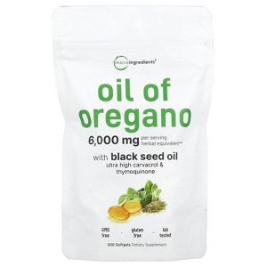 Micro Ingredients Oil of Oregano with Black Seed Oil, 300 Softgels - 1 of 2