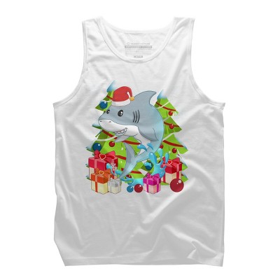 Men's Design By Humans Funny Santa Shark Christmas T-Shirt By thebeardstudio Tank Top