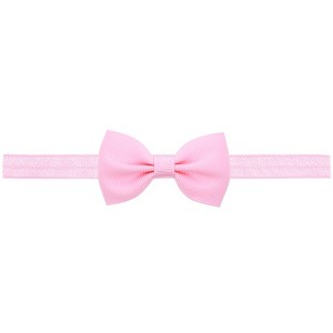 MyKids-Usa Newborn Baby 2 pcs. Small Size Bow Patched Pattern Solid Color Elastic Headband - 1 of 4