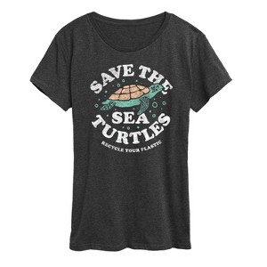 Women's - Instant Message - Save the Sea Turtles Short Sleeve Graphic T-Shirt - 1 of 4