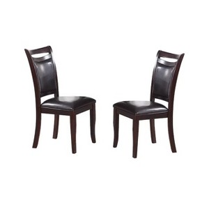 Vynxaria Set of 2 Dining Chairs Made of Dark Brown Cherry Wood, Padded Leather Back and Seat, Perfect for Dining and Living Spaces - 1 of 4