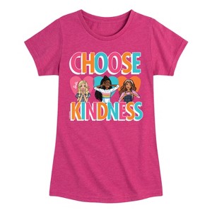 Girls' - Barbie - Multi-Color Choose Kindness Fitted Short Sleeve Graphic T-Shirt - 1 of 3