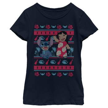 Girl's Lilo & Stitch Tropical Ugly Sweater T-Shirt