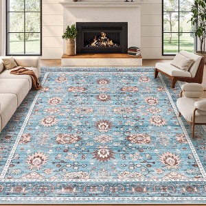 Area Rug for Living Room, Washable Vintage Printed Soft Rugs, Non Slip Low Pile Carpet for Bedroom, Dining Room, Living Room - 1 of 4
