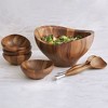 Nambe Solstice 7 Piece Salad Set, Made From Premium Acacia Wood, Salad Bowl with Servers & 4 Individual Bowls - 4 of 4