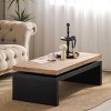 47.6" Natural and Black Modern Rustic Wood Coffee Table with Floating Top, Rectangular Living Room Centerpiece with Open Storage -3irtyhousy - 2 of 4