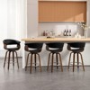 Bekrvio 26" Mid Century Modern Swivel Counter Height Bar Stools - PU Leather Upholstered with Back, Walnut Bent Wood Legs for Kitchen Island Dining - 3 of 4
