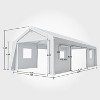 PE+ Steel Frame Carport Canopy, 10x20/12x20/13x20 FT Portable Garage with 4 Doors & 4 Windows, Waterproof Shelter in Gray/Khaki/White/Green - 3 of 4