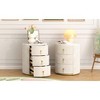 Kumasinova Chic Cylindrical Nightstand with Luxury Upholstery&3 Drawers,Set of 1/2,Marbling Stickers Top Bedside Table Accent End Table - 2 of 4