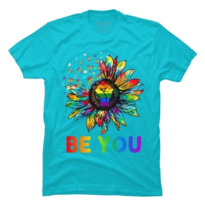 Adult Design By Humans Be You Sunflower Power Fist Pride Rainbow By Legato Tendo T-Shirt