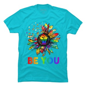 Adult Design By Humans Be You Sunflower Power Fist Pride Rainbow By Legato Tendo T-Shirt - 1 of 2