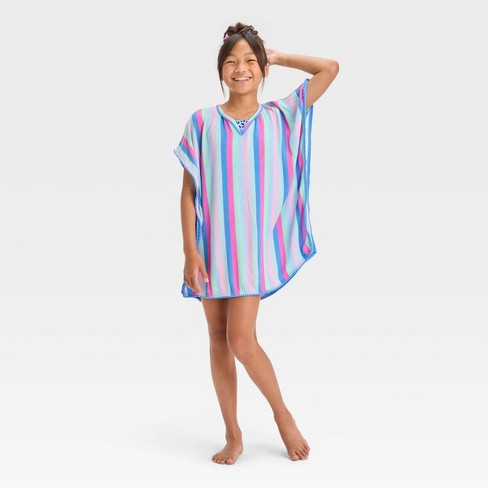 Girls' Striped Cover Up Top - Cat & Jack™ Blue Xl : Target