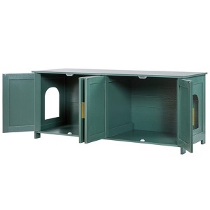 VEVOR Cat Litter Box Enclosure for Multi Cats, 47.2 in Hidden Litter Box Cabinet with 4 Doors & 2 Entries, Indoor Cat Washroom, Green - 1 of 4